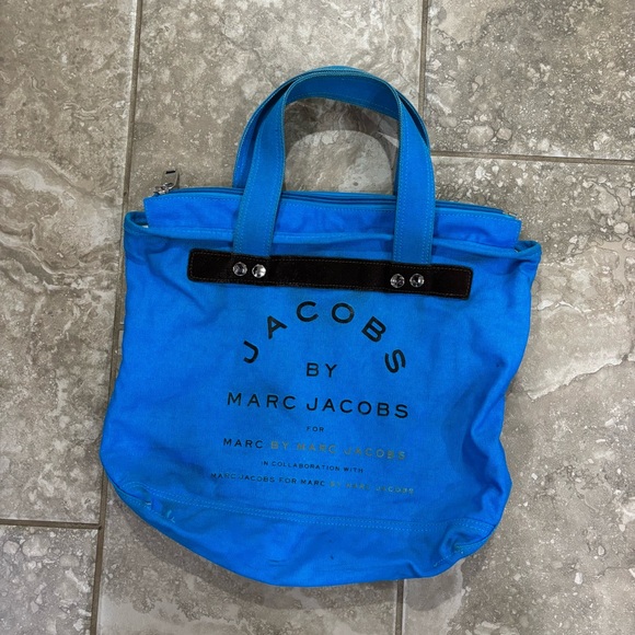 Marc By Marc Jacobs Handbags - Marc By Marc Jacobs‎ Blue Zippered Canvas Tote Bag